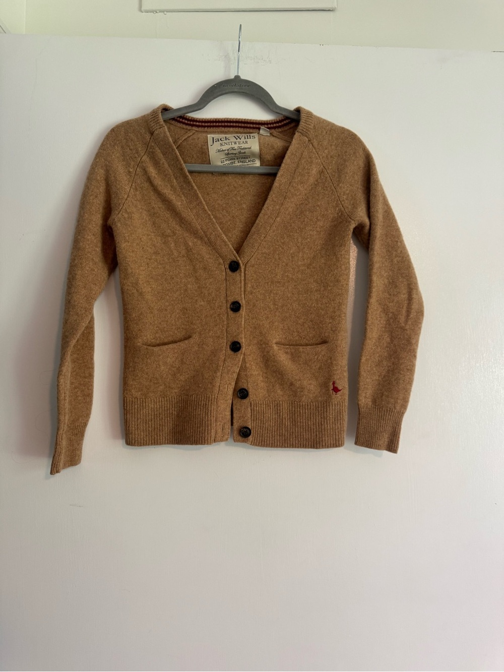 Jack Wills Camel Button-Front V-Neck Cardigan